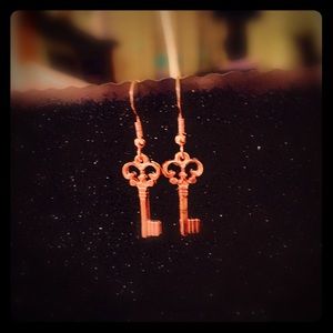 3/$30 EARRING BUNDLES! Handmade Rose Gold Skelton Key Earrings